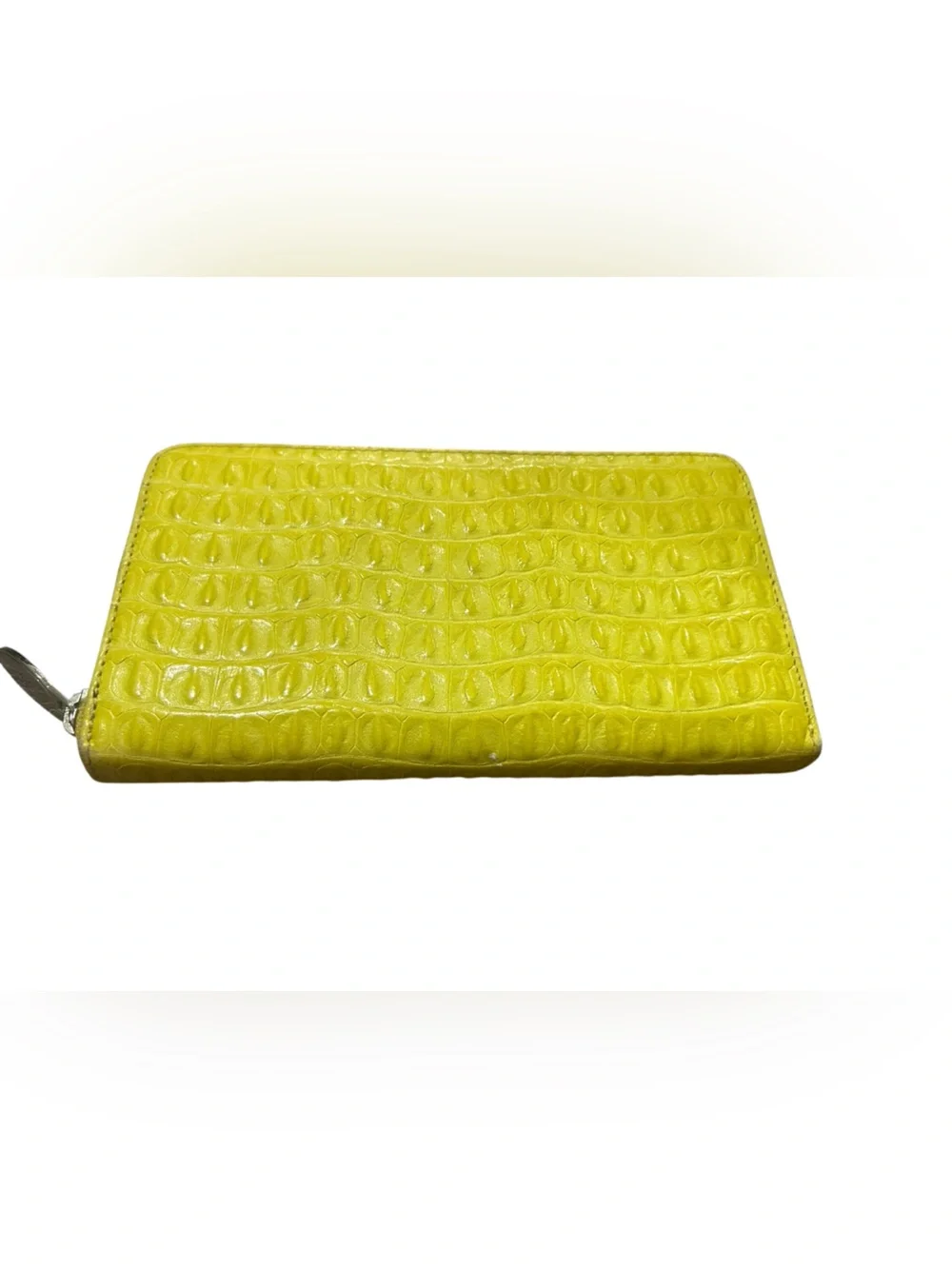 Furla Yellow Croc-Embossed Zip Wallet